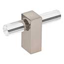 Jeffrey Alexander [578T-SN] Acrylic Cabinet T-Knob - Spencer Series - Clear - Satin NIckel Finish Stem - 2 3/8" L