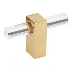 Jeffrey Alexander [578T-BG] Acrylic Cabinet T-Knob - Spencer Series - Clear - Brushed Gold Finish Stem - 2 3/8&quot; L