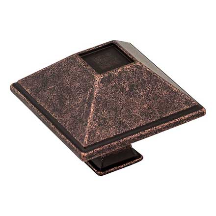 Jeffrey Alexander [602DMAC] Die Cast Zinc Cabinet Knob - Tahoe Series - Large - Distressed Oil Rubbed Bronze Finish - 1 1/2&quot; Sq.
