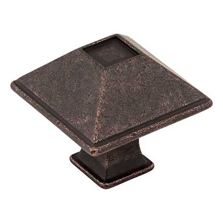 Jeffrey Alexander [602S-DMAC] Die Cast Zinc Cabinet Knob - Tahoe Series - Small - Distressed Oil Rubbed Bronze Finish - 1 1/4&quot; Sq.
