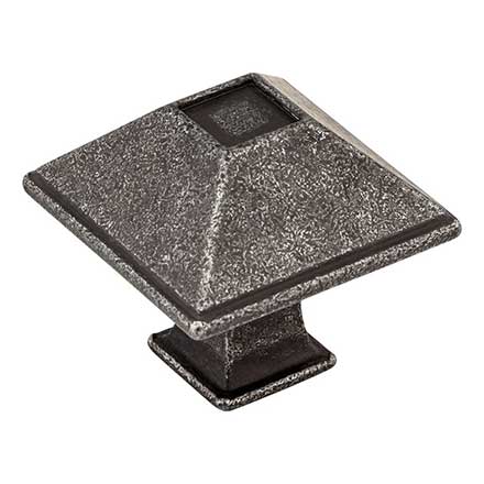 Jeffrey Alexander [602S-SIM] Die Cast Zinc Cabinet Knob - Tahoe Series - Small - Distressed Antique Silver Finish - 1 1/4&quot; Sq.