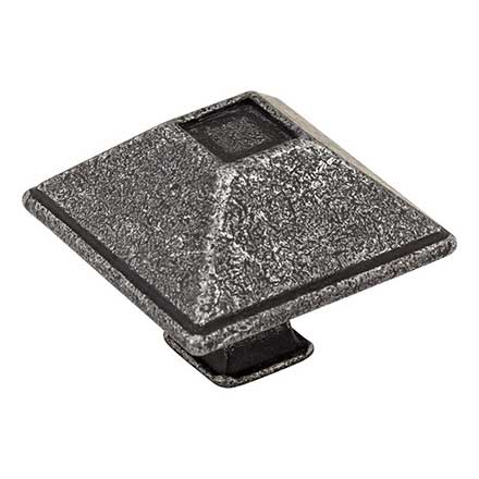 Jeffrey Alexander [602SIM] Die Cast Zinc Cabinet Knob - Tahoe Series - Large - Distressed Antique Silver Finish - 1 1/2&quot; Sq.