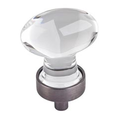 Jeffrey Alexander [G110BNBDL] Glass Cabinet Knob - Harlow Series - Small Egg - Clear - Brushed Pewter Stem - 1 1/4&quot; L