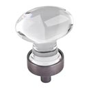 Jeffrey Alexander [G110BNBDL] Glass Cabinet Knob - Harlow Series - Small Egg - Clear - Brushed Pewter Stem - 1 1/4" L