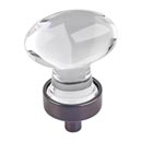 Jeffrey Alexander [G110DBAC] Glass Cabinet Knob - Harlow Series - Small Egg - Clear - Brushed Oil Rubbed Bronze Stem - 1 1/4" L