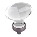 Jeffrey Alexander [G110L-BNBDL] Glass Cabinet Knob - Harlow Series - Large Egg - Clear - Brushed Pewter Stem - 1 5/8" L