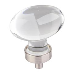 Jeffrey Alexander [G110L-SN] Glass Cabinet Knob - Harlow Series - Large Egg - Clear - Satin Nickel Stem - 1 5/8&quot; L