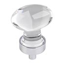 Jeffrey Alexander [G110PC] Glass Cabinet Knob - Harlow Series - Small Egg - Clear - Polished Chrome Stem - 1 1/4" L