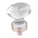 Jeffrey Alexander [G110SN] Glass Cabinet Knob - Harlow Series - Small Egg - Clear - Satin Nickel Stem - 1 1/4&quot; L
