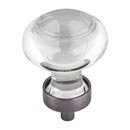 Jeffrey Alexander [G120BNBDL] Glass Cabinet Knob - Harlow Series - Small Button - Clear - Brushed Pewter Stem - 1 7/16" Dia.
