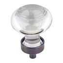 Jeffrey Alexander [G120DBAC] Glass Cabinet Knob - Harlow Series - Small Button - Clear - Brushed Oil Rubbed Bronze Stem - 1 7/16&quot; Dia.