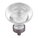 Jeffrey Alexander [G120L-BNBDL] Glass Cabinet Knob - Harlow Series - Large Button - Clear - Brushed Pewter Stem - 1 3/4&quot; Dia.
