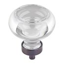 Jeffrey Alexander [G120L-DBAC] Glass Cabinet Knob - Harlow Series - Large Button - Clear - Brushed Oil Rubbed Bronze Stem - 1 3/4&quot; Dia.