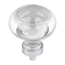 Jeffrey Alexander [G120L-PC] Glass Cabinet Knob - Harlow Series - Large Button - Clear - Polished Chrome Stem - 1 3/4" Dia.