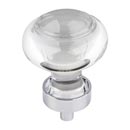 Jeffrey Alexander [G120PC] Glass Cabinet Knob - Harlow Series - Small Button - Clear - Polished Chrome Stem - 1 7/16" Dia.
