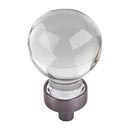 Jeffrey Alexander [G130BNBDL] Glass Cabinet Knob - Harlow Series - Small Sphere - Clear - Brushed Pewter Stem - 1 1/16" Dia.