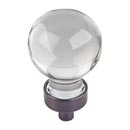 Jeffrey Alexander [G130DBAC] Glass Cabinet Knob - Harlow Series - Small Sphere - Clear - Brushed Oil Rubbed Bronze Stem - 1 1/16&quot; Dia.