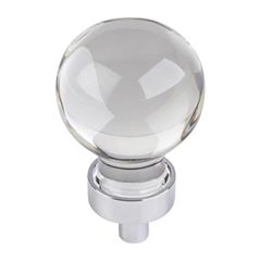 Jeffrey Alexander [G130PC] Glass Cabinet Knob - Harlow Series - Small Sphere - Clear - Polished Chrome Stem - 1 1/16&quot; Dia.