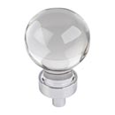 Jeffrey Alexander [G130PC] Glass Cabinet Knob - Harlow Series - Small Sphere - Clear - Polished Chrome Stem - 1 1/16" Dia.
