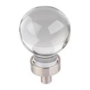Jeffrey Alexander [G130SN] Glass Cabinet Knob - Harlow Series - Small Sphere - Clear - Satin Nickel Stem - 1 1/16&quot; Dia.