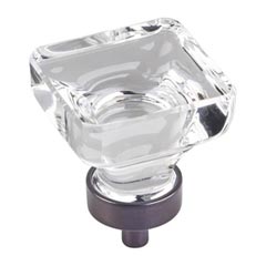 Jeffrey Alexander [G140L-DBAC] Glass Cabinet Knob - Harlow Series - Large Square - Clear - Brushed Oil Rubbed Bronze Stem - 1 3/8&quot; Sq.
