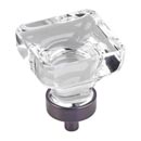 Jeffrey Alexander [G140L-DBAC] Glass Cabinet Knob - Harlow Series - Large Square - Clear - Brushed Oil Rubbed Bronze Stem - 1 3/8" Sq.