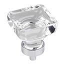 Jeffrey Alexander [G140L-PC] Glass Cabinet Knob - Harlow Series - Large Square - Clear - Polished Chrome Stem - 1 3/8&quot; Sq.