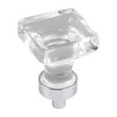 Jeffrey Alexander [G140PC] Glass Cabinet Knob - Harlow Series - Small Square - Clear - Polished Chrome Stem - 1" Sq.