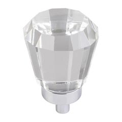 Jeffrey Alexander [G150PC] Glass Cabinet Knob - Harlow Series - Small Faceted - Clear - Polished Chrome Stem - 1&quot; Dia.