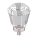 Jeffrey Alexander [G150SN] Glass Cabinet Knob - Harlow Series - Small Faceted - Clear - Satin Nickel Stem - 1" Dia.