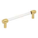 Jeffrey Alexander [775-128BG] Acrylic Cabinet Pull Handle - Oversized - Carmen Series - Clear - Brushed Gold Finish - 128mm C/C - 6&quot; L