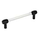 Jeffrey Alexander [775-128MB] Acrylic Cabinet Pull Handle - Oversized - Carmen Series - Clear - Matte Black Finish - 128mm C/C - 6&quot; L