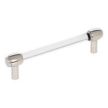 Jeffrey Alexander [775-128NI] Acrylic Cabinet Pull Handle - Oversized - Carmen Series - Clear - Polished Nickel Finish - 128mm C/C - 6" L