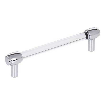 Jeffrey Alexander [775-128PC] Acrylic Cabinet Pull Handle - Oversized - Carmen Series - Clear - Polished Chrome Finish - 128mm C/C - 6&quot; L