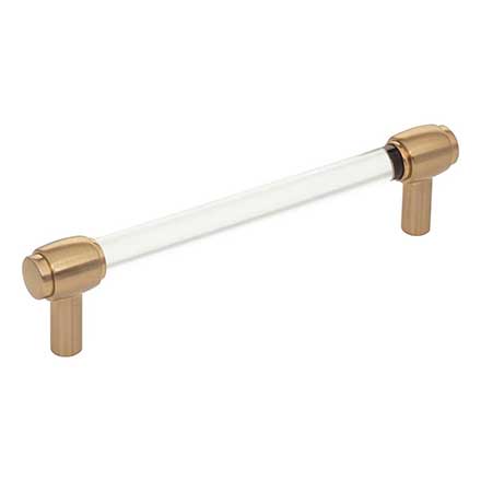 Jeffrey Alexander [775-128SBZ] Acrylic Cabinet Pull Handle - Oversized - Carmen Series - Clear - Satin Bronze Finish - 128mm C/C - 6&quot; L
