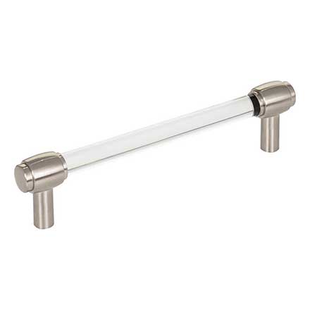 Jeffrey Alexander [775-128SN] Acrylic Cabinet Pull Handle - Oversized - Carmen Series - Clear - Satin Nickel Finish - 128mm C/C - 6&quot; L