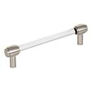 Jeffrey Alexander [775-128SN] Acrylic Cabinet Pull Handle - Oversized - Carmen Series - Clear - Satin Nickel Finish - 128mm C/C - 6&quot; L