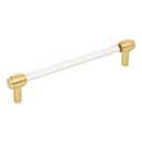 Jeffrey Alexander [775-160BG] Acrylic Cabinet Pull Handle - Oversized - Carmen Series - Clear - Brushed Gold Finish - 160mm C/C - 7 1/4&quot; L