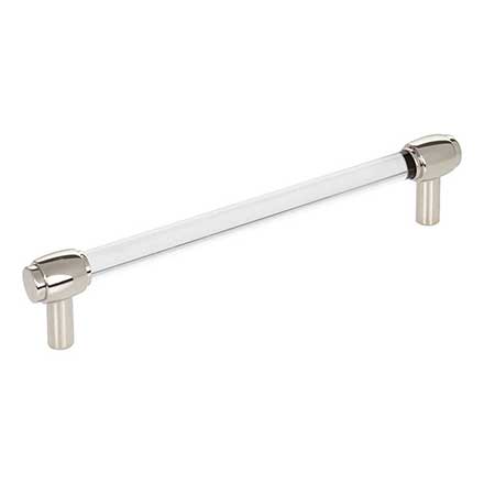 Jeffrey Alexander [775-160NI] Acrylic Cabinet Pull Handle - Oversized - Carmen Series - Clear - Polished Nickel Finish - 160mm C/C - 7 1/4" L