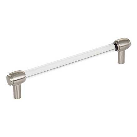 Jeffrey Alexander [775-160SN] Acrylic Cabinet Pull Handle - Oversized - Carmen Series - Clear - Satin Nickel Finish - 160mm C/C - 7 1/4" L