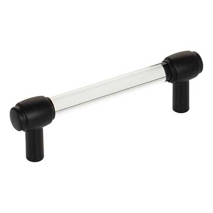 Jeffrey Alexander [775-96MB] Acrylic Cabinet Pull Handle - Standard Sized - Carmen Series - Clear - Matte Black Finish - 96mm C/C - 4 3/4" L