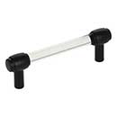 Jeffrey Alexander [775-96MB] Acrylic Cabinet Pull Handle - Standard Sized - Carmen Series - Clear - Matte Black Finish - 96mm C/C - 4 3/4&quot; L