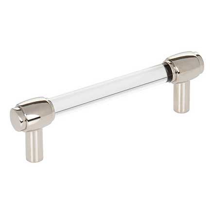Jeffrey Alexander [775-96NI] Acrylic Cabinet Pull Handle - Standard Sized - Carmen Series - Clear - Polished Nickel Finish - 96mm C/C - 4 3/4" L