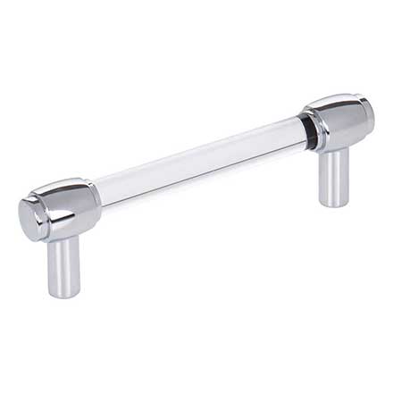 Jeffrey Alexander [775-96PC] Acrylic Cabinet Pull Handle - Standard Sized - Carmen Series - Clear - Polished Chrome Finish - 96mm C/C - 4 3/4&quot; L
