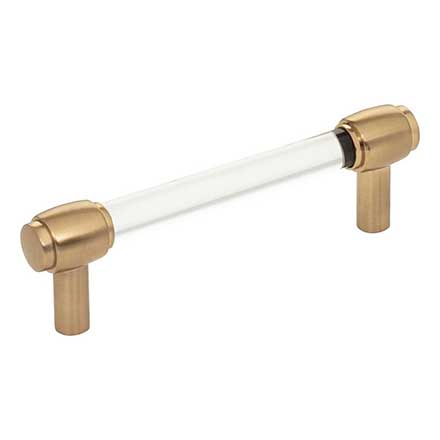 Jeffrey Alexander [775-96SBZ] Acrylic Cabinet Pull Handle - Standard Sized - Carmen Series - Clear - Satin Bronze Finish - 96mm C/C - 4 3/4&quot; L