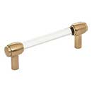 Jeffrey Alexander [775-96SBZ] Acrylic Cabinet Pull Handle - Standard Sized - Carmen Series - Clear - Satin Bronze Finish - 96mm C/C - 4 3/4" L