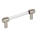 Jeffrey Alexander [775-96SN] Acrylic Cabinet Pull Handle - Standard Sized - Carmen Series - Clear - Satin Nickel Finish - 96mm C/C - 4 3/4" L
