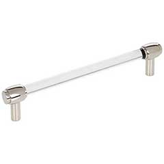 Jeffrey Alexander [775-160NI] Acrylic Cabinet Pull Handle - Oversized - Carmen Series - Clear - Polished Nickel Finish - 160mm C/C - 7 1/4&quot; L