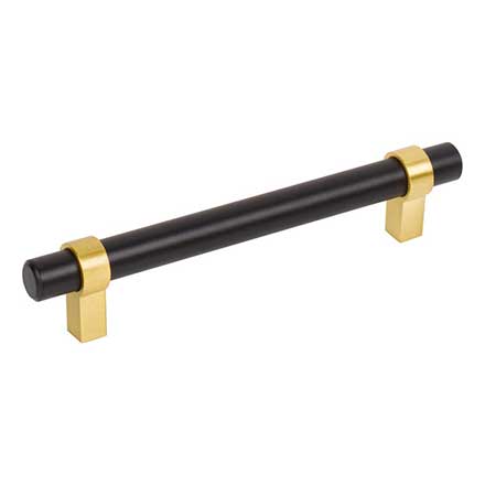 Jeffrey Alexander [5128MBBG] Plated Steel Cabinet Pull Handle - Key Grande Series - Oversized - Matte Black &amp; Brushed Gold Finish - 128mm C/C - 6 5/8&quot; L