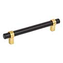 Jeffrey Alexander [5128MBBG] Plated Steel Cabinet Pull Handle - Key Grande Series - Oversized - Matte Black &amp; Brushed Gold Finish - 128mm C/C - 6 5/8&quot; L
